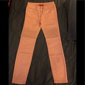Wax Jean, rose color denim pant with detail, Sz 7